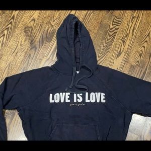 Spiritual gangster love is love black hoodie. Size small